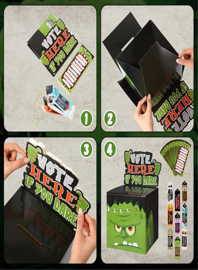 Seenelling مجموعة أوراق اقتراع مسابقة أزياء حفلة الهالوين من سينيلينج، 51 قطعة، تتضمن صندوق اقتراع مسابقة أزياء الهالوين، و40 ورقة اقتراع، و10 أشرطة جوائز لحفلة الكوسبلاي (الوحوش). - Image 3