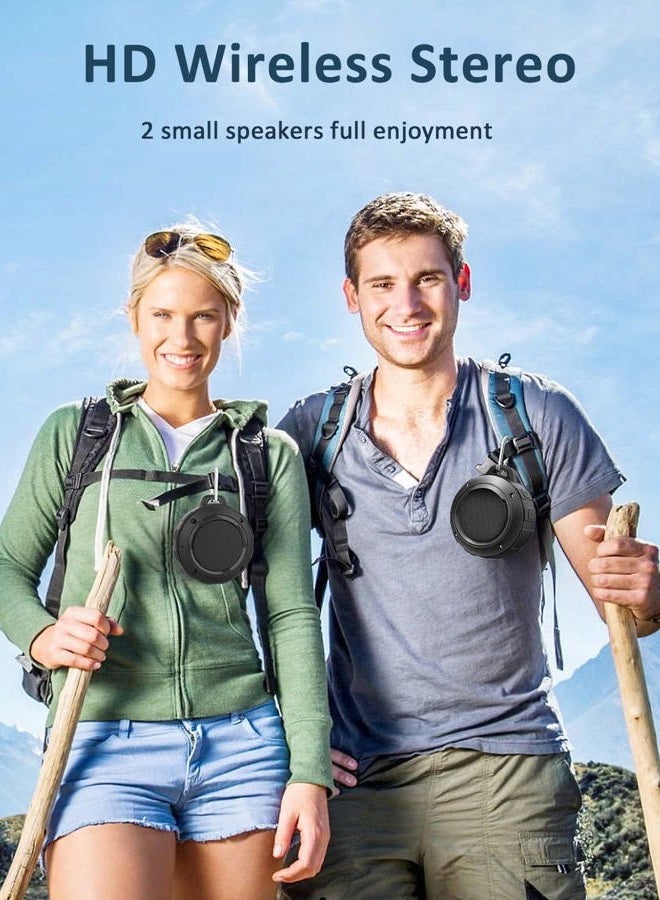 Kunodi Outdoor Waterproof Bluetooth Speaker, Wireless Portable Mini Shower Travel Speaker with Subwoofer, Enhanced Bass, Built in Mic for Sports, Pool, Beach, Hiking, Camping (Black) - Image 4