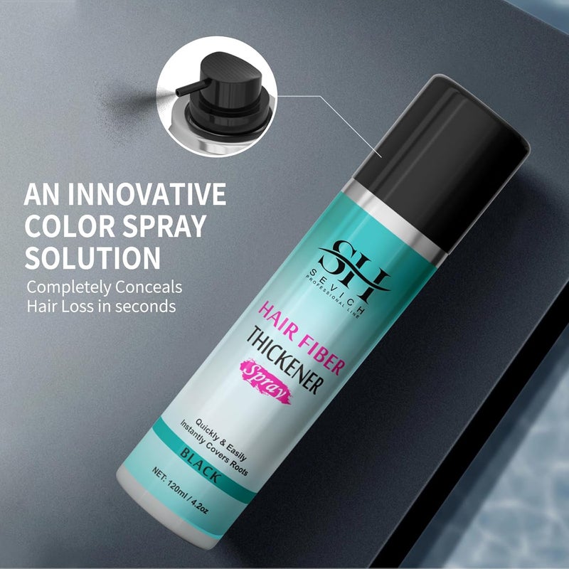 Sevich Hair Fiber Spray - Instant Hair Thickening Powder for Men & Women, Hair Building Fibers for Thinning Hair, Root Touch Up Hair Color, Waterproof, Sweatproof, Natural Look,120ml Dark Brown - Image 3