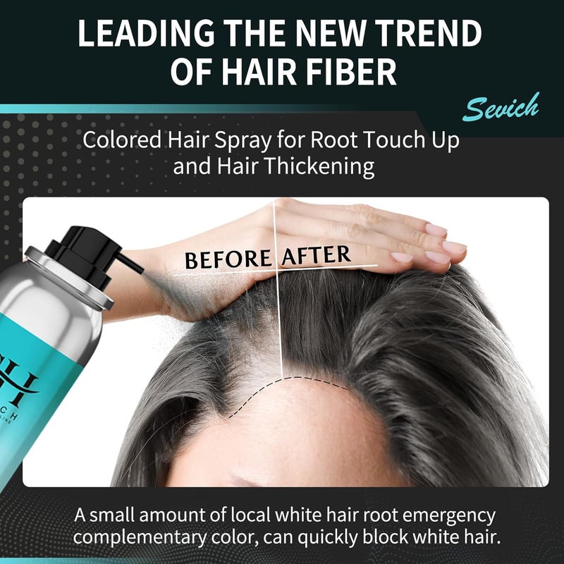 Sevich Hair Fiber Spray - Instant Hair Thickening Powder for Men & Women, Hair Building Fibers for Thinning Hair, Root Touch Up Hair Color, Waterproof, Sweatproof, Natural Look,120ml Dark Brown - Image 2