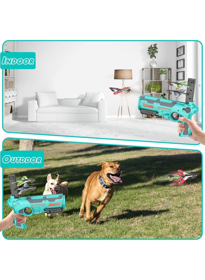 ARGT مجموعة ألعاب قاذف الطائرات مع 8 طائرات شراعية | لعبة طيران خارجية بنقرة واحدة للأطفال من عمر 4-8 سنوات - Image 2