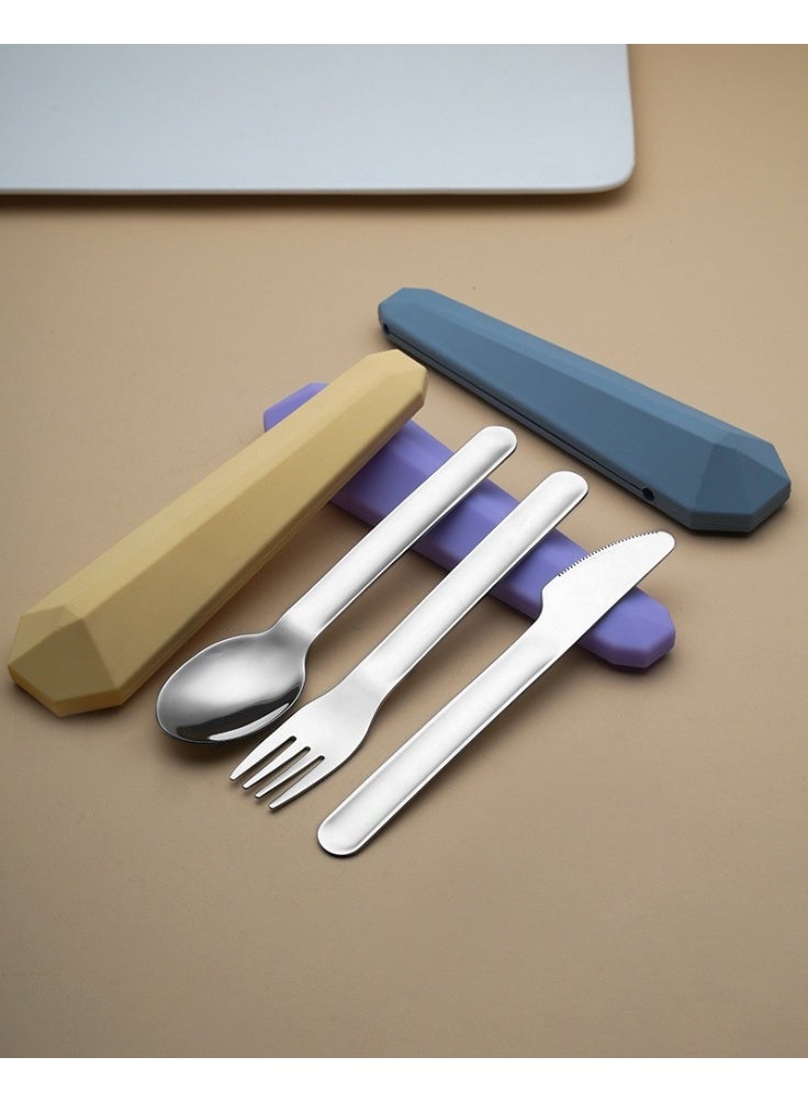 طقم أدوات مائدة خارجي من 3 قطع (شوكة، ملعقة، سكين)، أدوات تناول طعام محمولة للتخييم، طقم أدوات سفر مع حافظة تخزين إبداعية - Image 5
