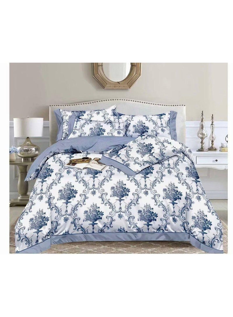 Single Size 4-Piece Cotton Bed Set – Duvet Cover 160x210 cm, Fitted Sheet 120x200+25 cm & 2 Pillow Covers – Soft Comfortable Bedding