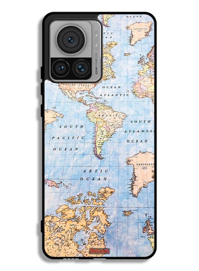 Tolwak Motorola Moto X30 Pro Protective Case Cover World Map - Image 1