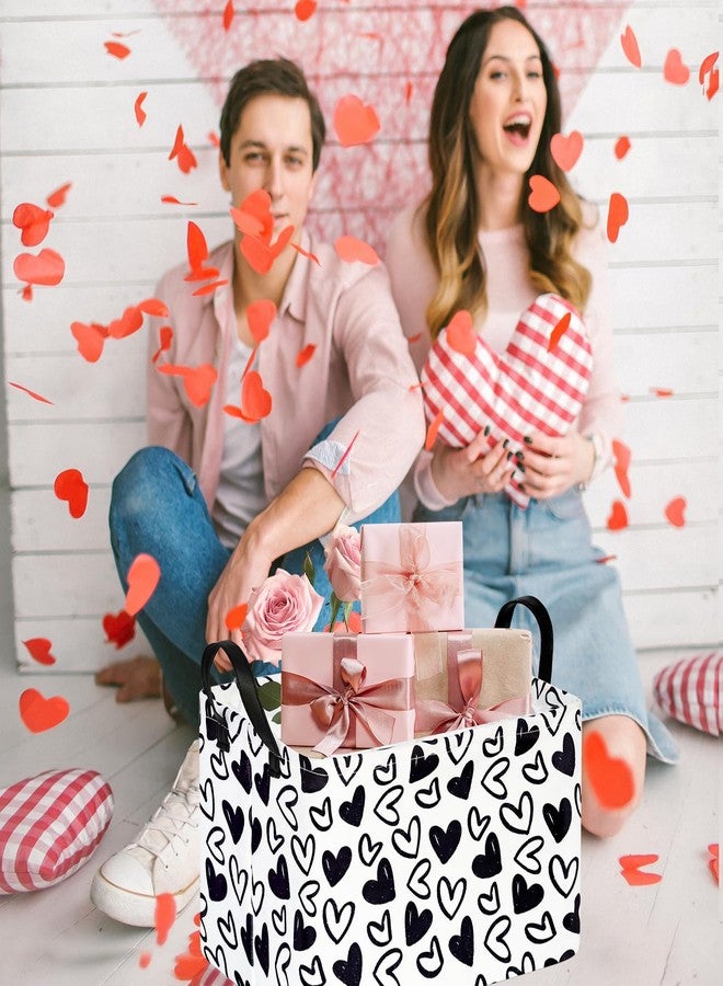 ACMUUNI Black Heart Valentine Gift Love Storage Basket Clothes Laundry Storage Box Shelf Bins, Gift Basket Laundry Hamper with Handles - Image 3