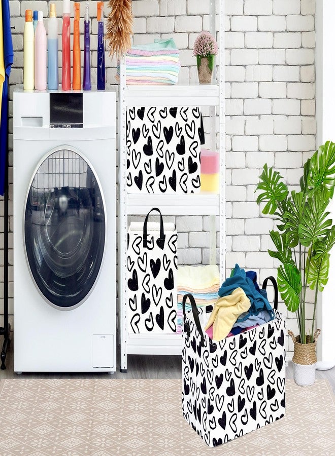 ACMUUNI Black Heart Valentine Gift Love Storage Basket Clothes Laundry Storage Box Shelf Bins, Gift Basket Laundry Hamper with Handles - Image 2