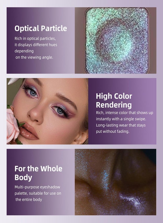 DuaTana Duochrome Glitter Color Shifting Eyeshadow Palette Gold Green,Holographic Chameleon Shimmer Metallic Eye Shadow Face Highlighter,Cream to Powder Single Eyeshadow Iridescent Eyes Brightener Makeup-04 - Image 5