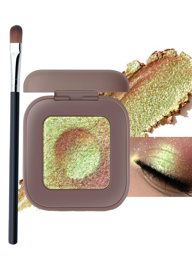 DuaTana Duochrome Glitter Color Shifting Eyeshadow Palette Gold Green,Holographic Chameleon Shimmer Metallic Eye Shadow Face Highlighter,Cream to Powder Single Eyeshadow Iridescent Eyes Brightener Makeup-04 - Image 1
