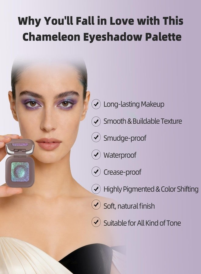 DuaTana Duochrome Glitter Color Shifting Eyeshadow Palette Gold Green,Holographic Chameleon Shimmer Metallic Eye Shadow Face Highlighter,Cream to Powder Single Eyeshadow Iridescent Eyes Brightener Makeup-04 - Image 4