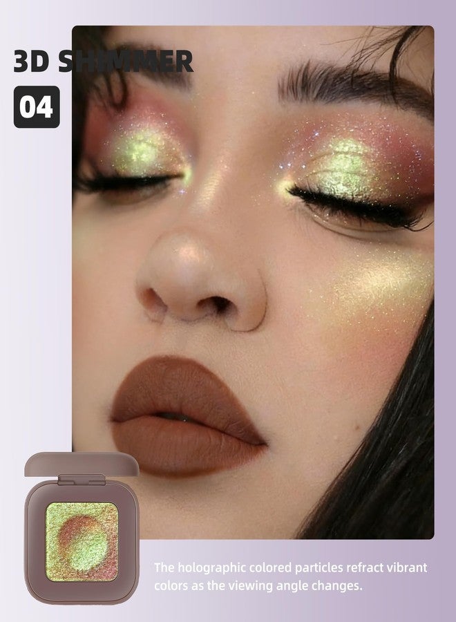 DuaTana Duochrome Glitter Color Shifting Eyeshadow Palette Gold Green,Holographic Chameleon Shimmer Metallic Eye Shadow Face Highlighter,Cream to Powder Single Eyeshadow Iridescent Eyes Brightener Makeup-04 - Image 2