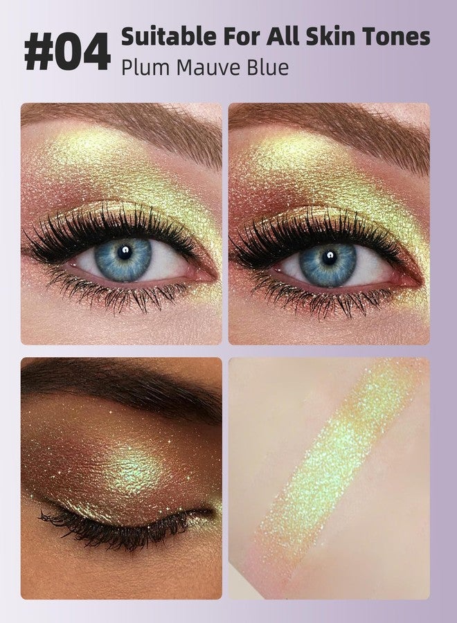DuaTana Duochrome Glitter Color Shifting Eyeshadow Palette Gold Green,Holographic Chameleon Shimmer Metallic Eye Shadow Face Highlighter,Cream to Powder Single Eyeshadow Iridescent Eyes Brightener Makeup-04 - Image 3