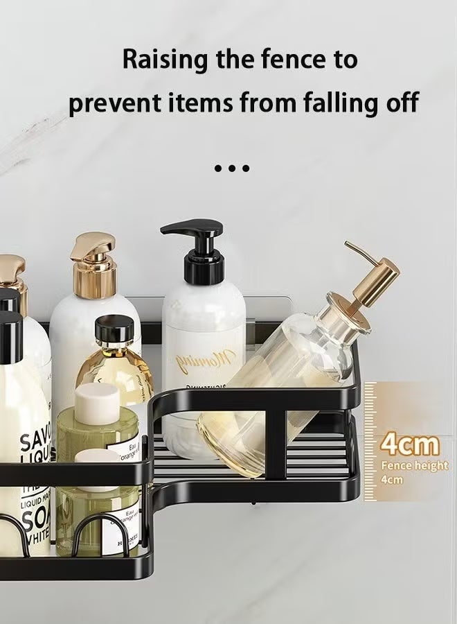 Warme Corner Shower Caddy 5 Pack, Adhesive Shower Organizer, Shower Rack with 16 Hooks, Large Capacity, Rustproof Stainless Steel Shower Shelf for Inside Shower & Bathroom Storage&Home Decor, Black - Image 5