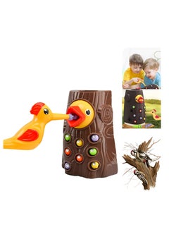 Magnetic Woodpecker Toy, Woodpecker Worm Toy Magnetic Bird Feeding Game, Magnetic Bird Feeding Game, Cultivate Curiosity Improve Coordination Woodpecker Toy (Small Trunk + 1 Bird + 8 Worms)