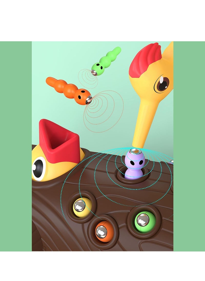 YelaJoy - Magnetic Woodpecker Toy, Woodpecker Worm Toy Magnetic Bird Feeding Game, Magnetic Bird Feeding Game, Cultivate Curiosity Improve Coordination Woodpecker Toy (Small Trunk + 1 Bird + 8 Worms) - Image 1