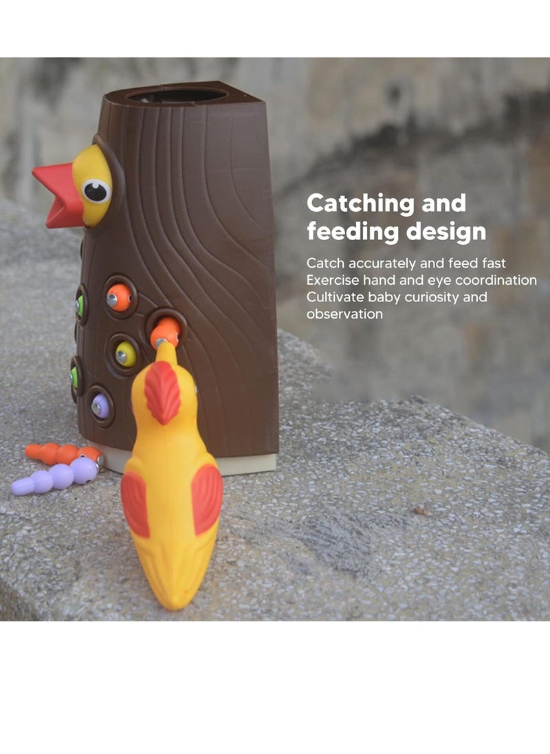 YelaJoy - Magnetic Woodpecker Toy, Woodpecker Worm Toy Magnetic Bird Feeding Game, Magnetic Bird Feeding Game, Cultivate Curiosity Improve Coordination Woodpecker Toy (Small Trunk + 1 Bird + 8 Worms) - Image 1