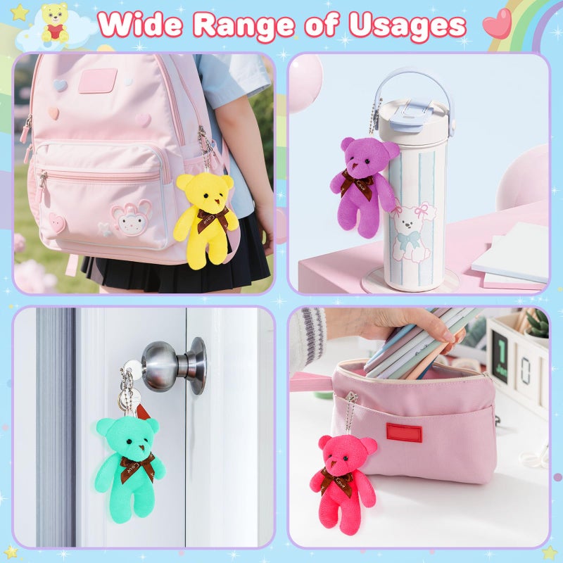 Ellinjan Valentines Day Gifts for Kids Classroom School, 24 Packs Valentines Day Card with Bear Plush Toys Keychain, Valentine Kids Party Favor Prizes Stuffers, Ideal Exchange Gift for Boys Girls - Image 5