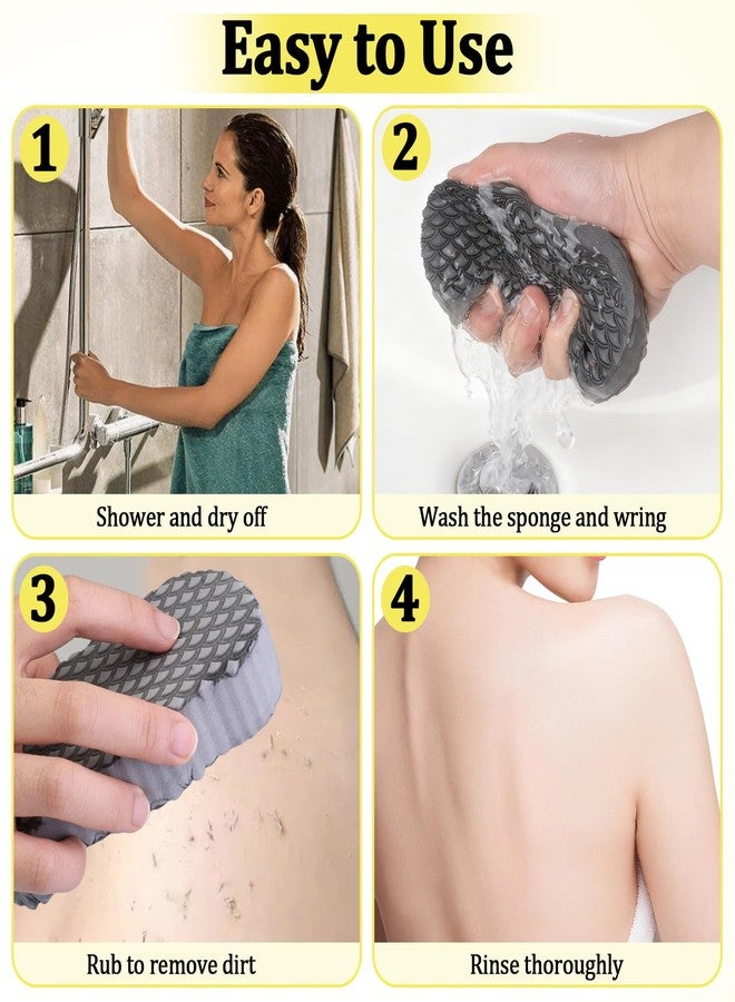 Dexspoeny 2Pcs Magic Exfoliating Bath Sponge, 3D Ultra Soft Deep Cleansing Body Sponge with Lanyard, Gently and Painlessly Removes Dead Skin & Impurities, Skin Friendly Reusable Sponges (White + Gray) - Image 3