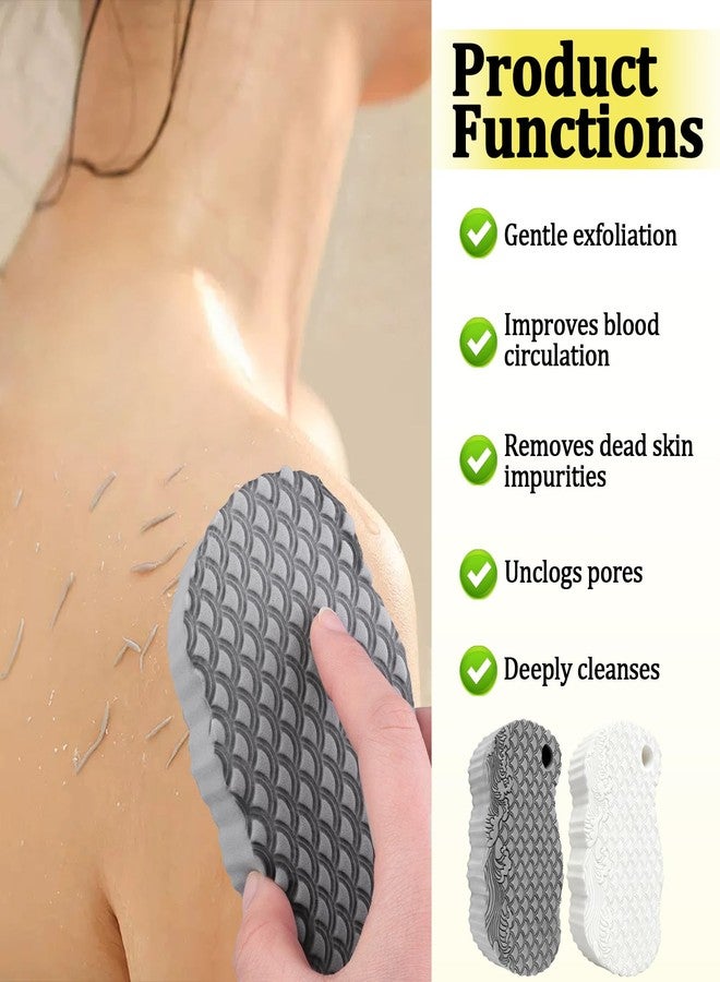 Dexspoeny 2Pcs Magic Exfoliating Bath Sponge, 3D Ultra Soft Deep Cleansing Body Sponge with Lanyard, Gently and Painlessly Removes Dead Skin & Impurities, Skin Friendly Reusable Sponges (White + Gray) - Image 4