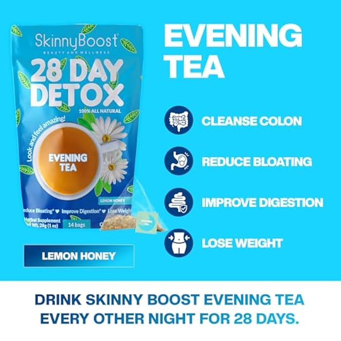 SkinnyBoost Skinny Boost Evening Detox Tea-14 Tea Bags Total, Supports Detox and Cleanse, Reduce Bloating, 100% All Natural, Vegan, Non GMO - Image 5