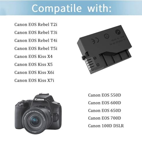 CEXO ACK-E8 AC Power Adapter Charger Kit, with DR-E8 DC Coupler Replacement of LP-E8, Compatible with Canon EOS Rebel 700D 650D 600D 550D T5i T4i T3i T2i Kiss X6 Kiss X5 Kiss X4 DSLR Cameras - Image 2