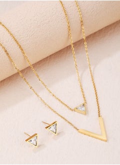 JewelryPalace Gold Plated Stainless Steel Women's Necklace And Earrings Accessories Set  - Image 2