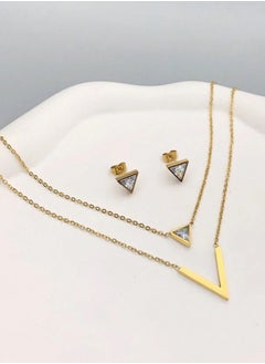 JewelryPalace Gold Plated Stainless Steel Women's Necklace And Earrings Accessories Set  - Image 3