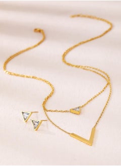 JewelryPalace Gold Plated Stainless Steel Women's Necklace And Earrings Accessories Set  - Image 4
