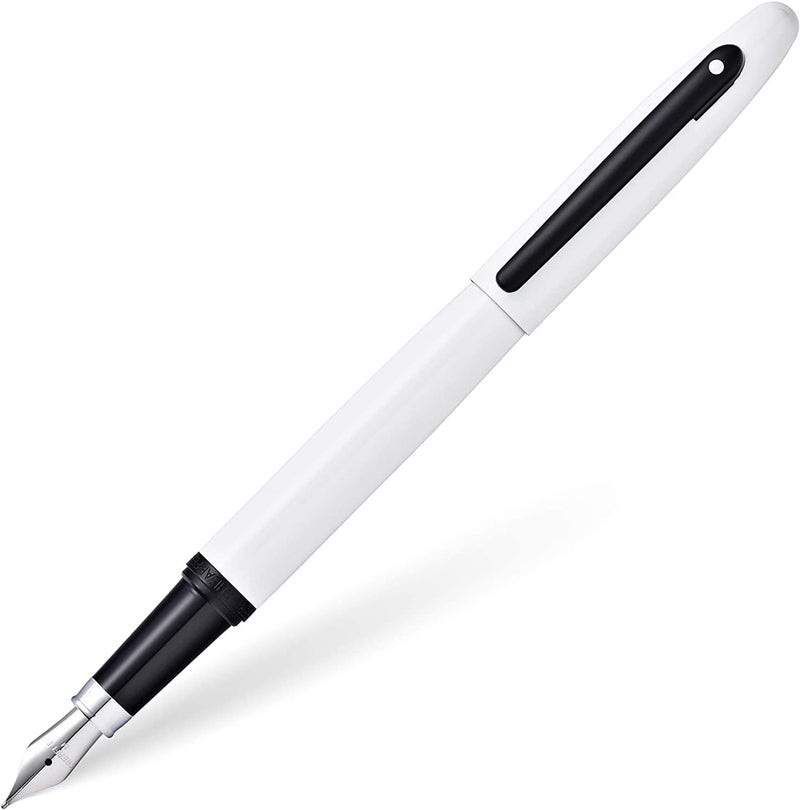 SHEAFFER قلم حبر شيفر VFM بلون اللؤلؤ الأبيض مع تفاصيل سوداء غير لامعة ونقطة متوسطة - Image 1