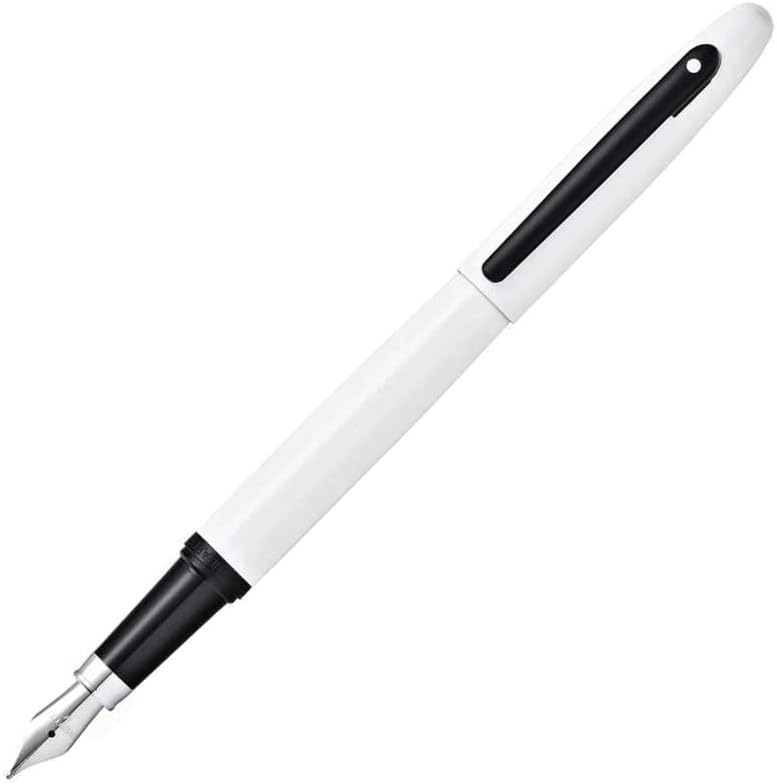 SHEAFFER قلم حبر شيفر VFM بلون اللؤلؤ الأبيض مع تفاصيل سوداء غير لامعة ونقطة متوسطة - Image 4