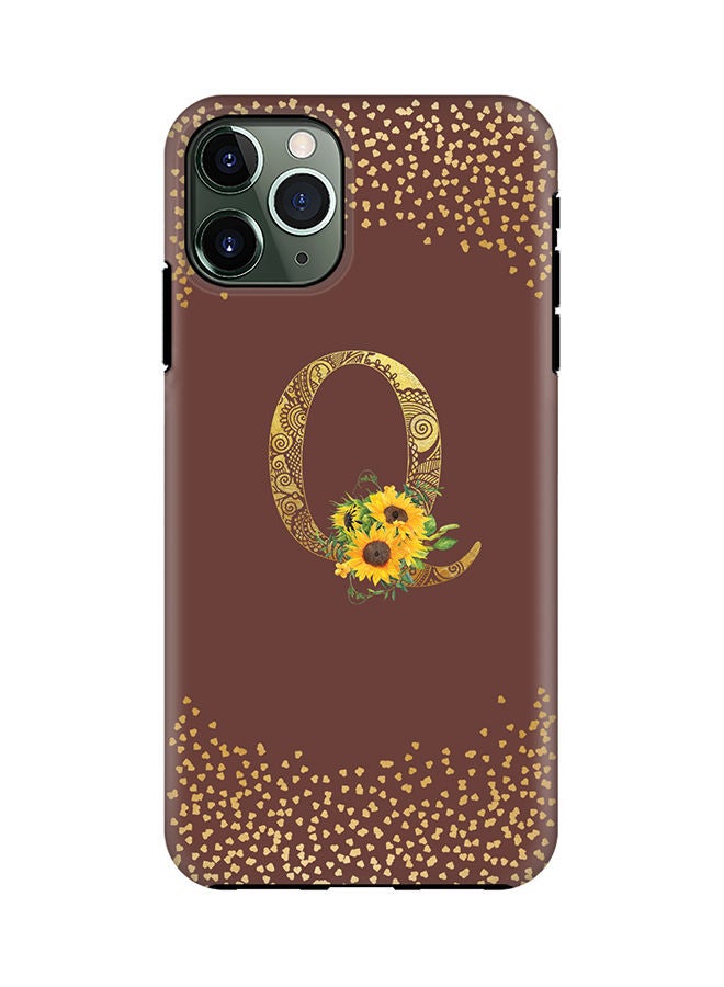 Stylizedd Monogram Tough Series for Apple iPhone 11 Pro Custom Initials Floral Mandala Pattern Tough Pro Dual Layer hybrid PC inner TPU protection Alphabet- Q (Brown) - Image 1