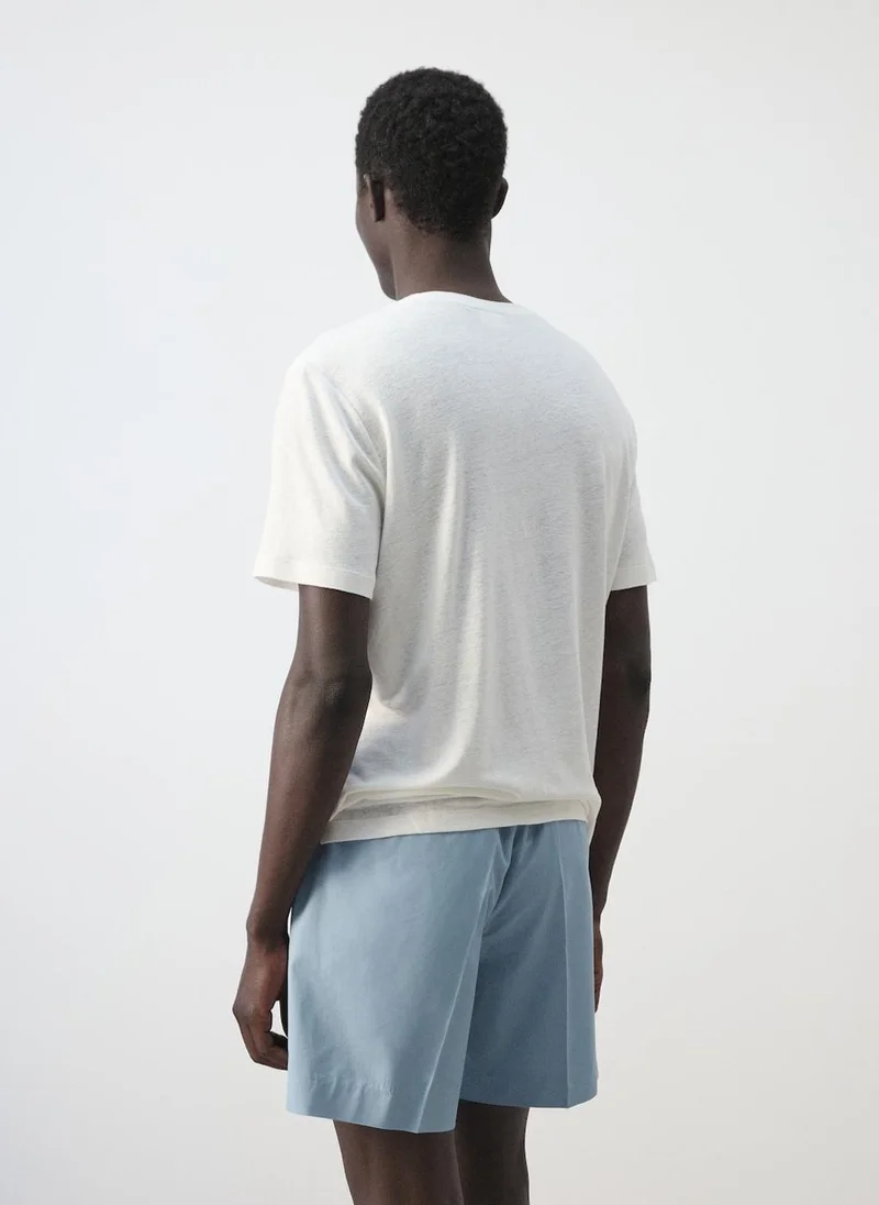 مانجو مان Linen Blend Slim Fit T-Shirt