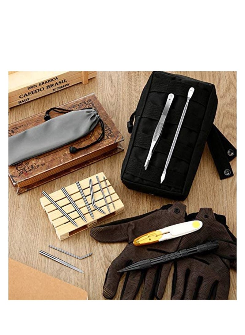SYOSI 13 Pieces Paracord FID Set Stainless Steel Knotter Tools Marlinspike Set Paracord Stitching Lacing Stitching Needles and Smoothing Tool Knotter Tools for Leather or Paracord Work (Black)  - Image 5