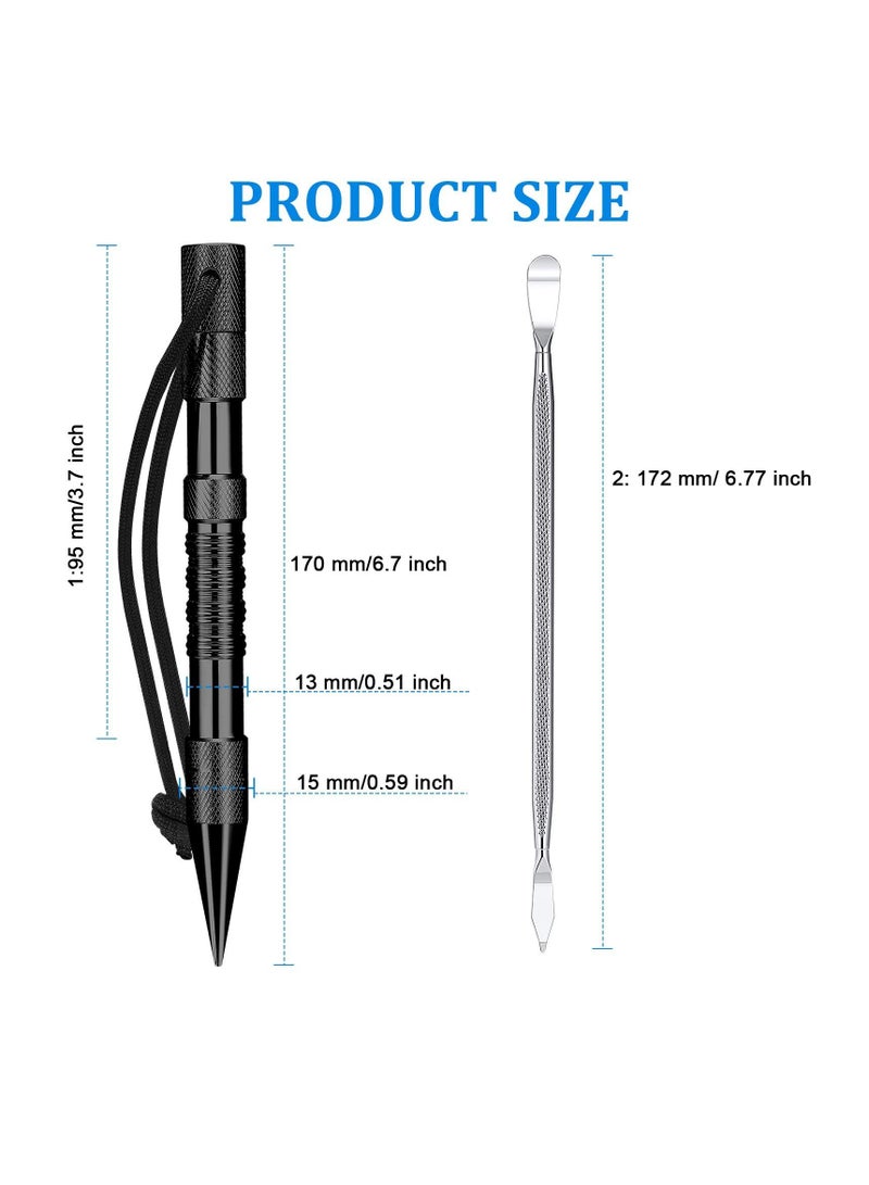 SYOSI 13 Pieces Paracord FID Set Stainless Steel Knotter Tools Marlinspike Set Paracord Stitching Lacing Stitching Needles and Smoothing Tool Knotter Tools for Leather or Paracord Work (Black)  - Image 3