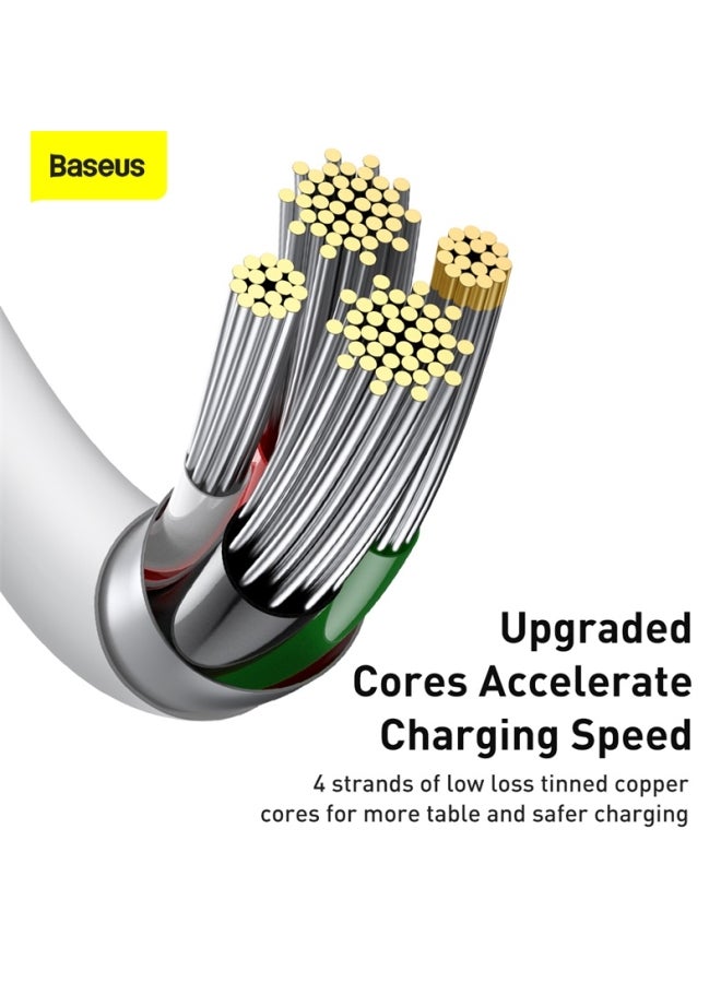 بيسوس كابل USB للبيانات وللشحن السريع بتيار 2.4 أمبير لجهاز أبل أبيض - Image 4