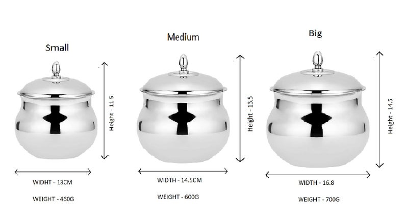 Chakmak Mango Handi | 3 Piece Set | Stainless Steel | Handi with Lid | Serving & Cooking | Dishwasher Safe - Image 5