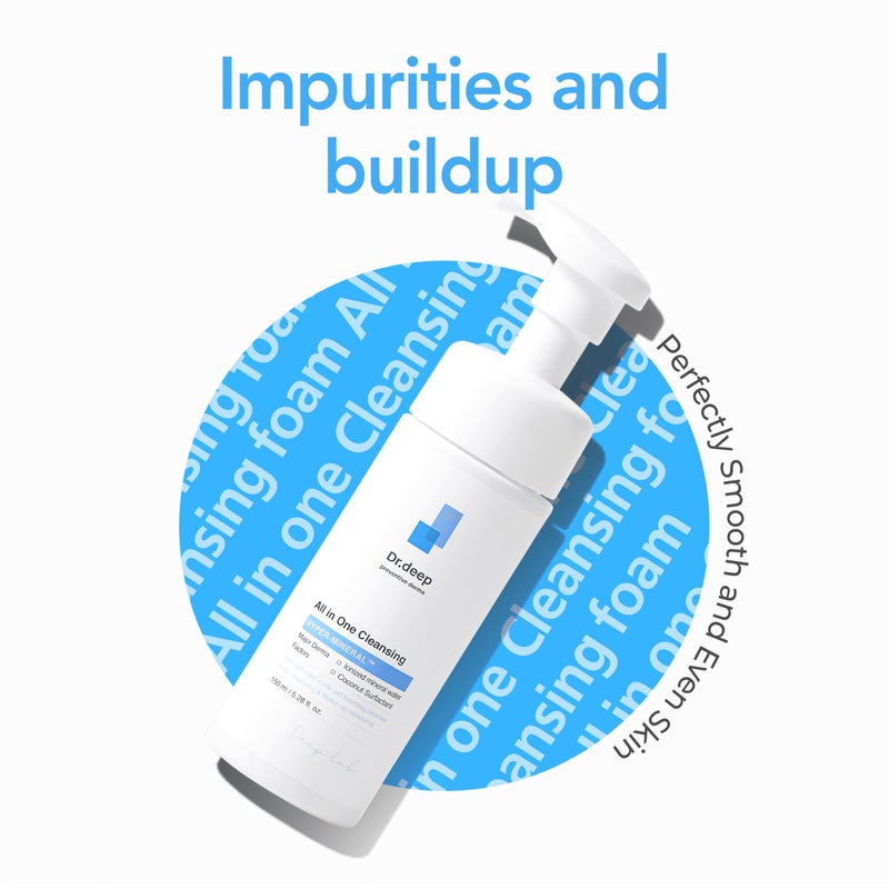 Dr.Deep All in One Cleansing - Korean Foaming Facial Cleanser for Bumpy Skin & Blackheads, Makeup Removing Cleanser & Gentle Face Wash for All Skin Types - 5.07 fl. oz - Image 2