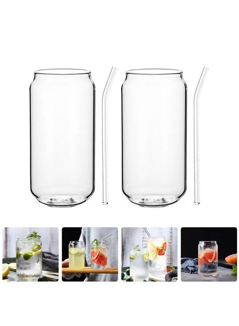 Glass Cups with Bamboo Lids and Glass Straw, Drinking Glasses with Bamboo Lids - Image 2