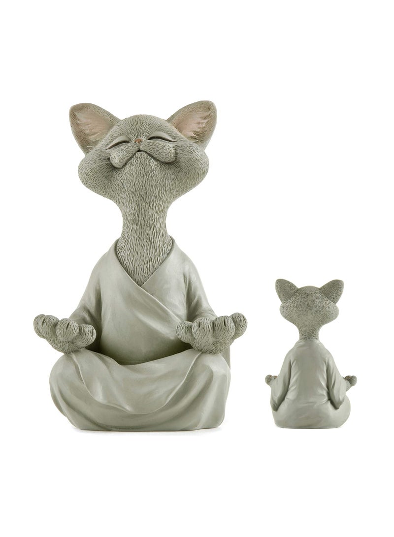 KASTWAVE 1pc Whimsical Cat Figure Meditation Yoga Happy Cat Collection Home Decor Ornament - Image 1