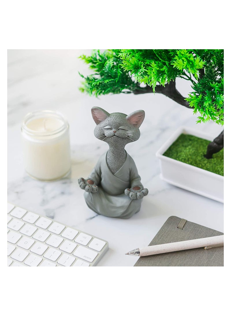 KASTWAVE 1pc Whimsical Cat Figure Meditation Yoga Happy Cat Collection Home Decor Ornament - Image 3