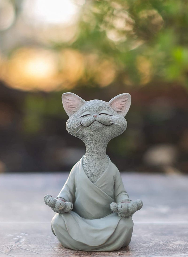 KASTWAVE 1pc Whimsical Cat Figure Meditation Yoga Happy Cat Collection Home Decor Ornament - Image 2