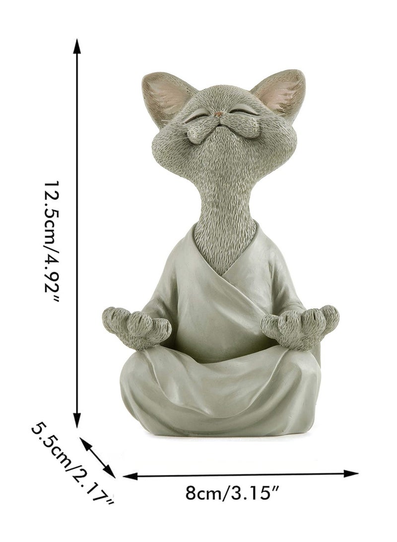 KASTWAVE 1pc Whimsical Cat Figure Meditation Yoga Happy Cat Collection Home Decor Ornament - Image 5