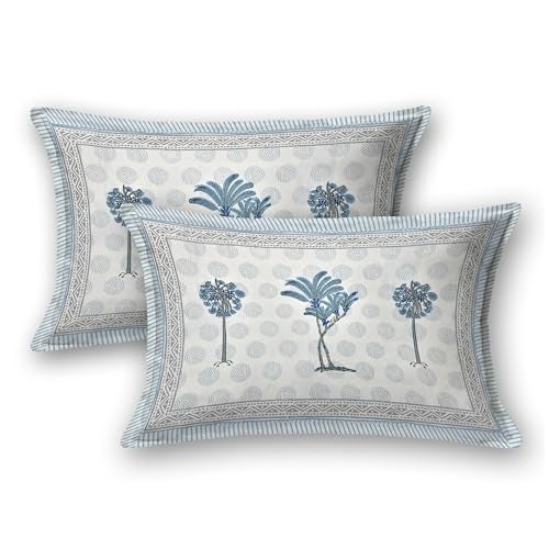 BLOCKS OF INDIA Hand Block Printed 200 TC Cotton Super King Size Bedsheet(106 x 106) (Grey Tree) - Image 4