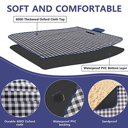 Lchkrep Picnic Blanket Beach Blankets 80"x60" Large Sandproof Waterproof Camping Portable Travel Blanket Play Mat for Outdoor Indoor Family Beach Park Grass,Hiking, Music Festival - Image 4