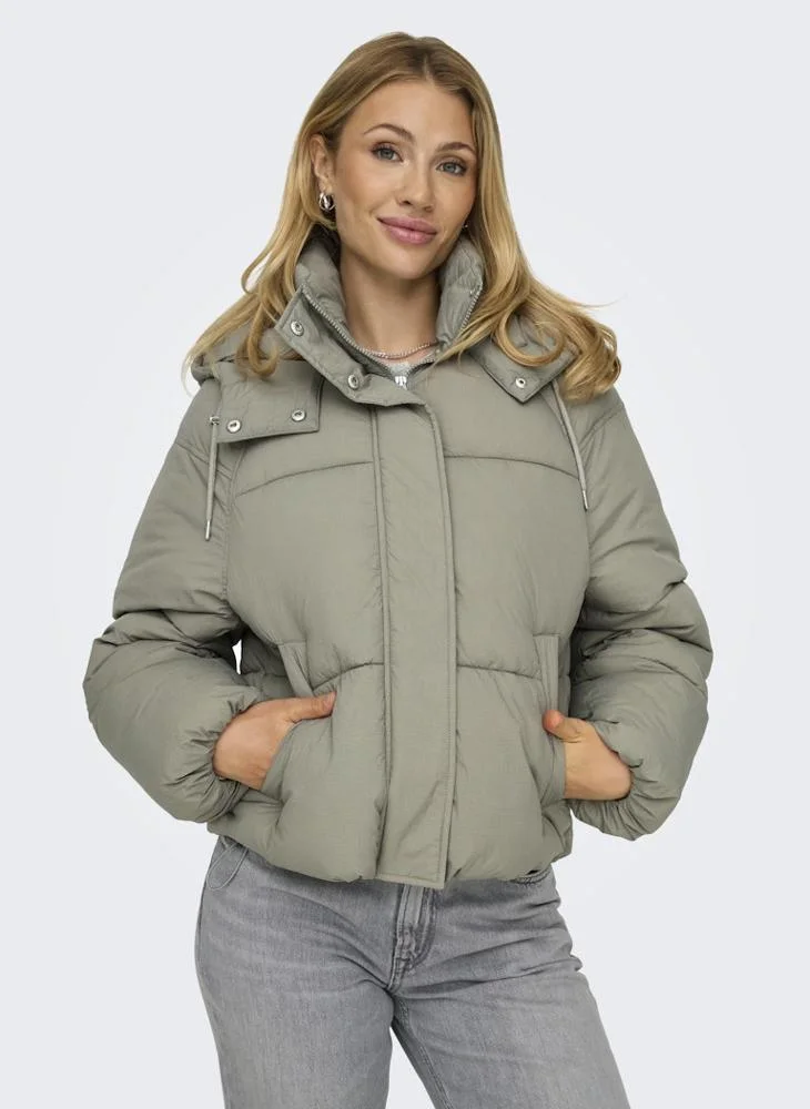 ONLY Drawstring Hooded Puffer Jacket