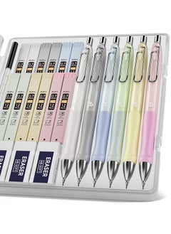 Nicpro 6Pcs Pastel Mechanical Pencil Set 0.7 Mm Cute Mechanical Pencils With Comfort Grip With 12 Tubes Hb Lead Refill 3 Eraser 9 Eraser Refills For Student Writing Drawing Sketching With Case  - Image 1