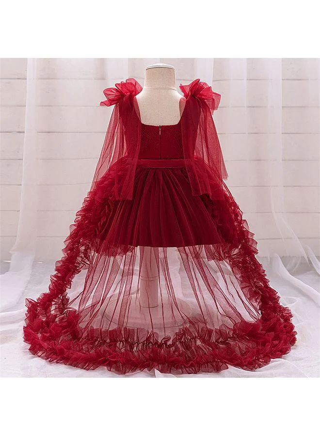 Mark & Mia Mark & Mia Solid Sleeveless Long Tailed Gown - Red