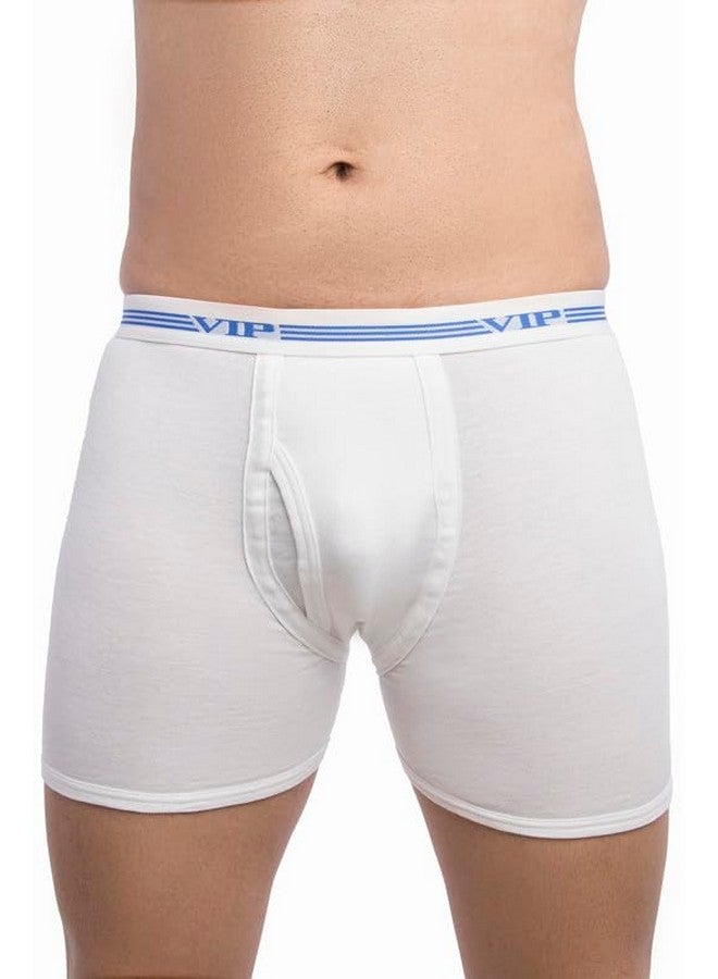 VIP Men's Advanta Solid White 100% Cotton Rib Trunks | Stretchable Soft Elasticized Waistband | Pack of 3 - Image 2