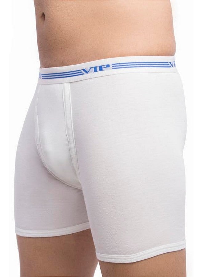 VIP Men's Advanta Solid White 100% Cotton Rib Trunks | Stretchable Soft Elasticized Waistband | Pack of 3 - Image 3