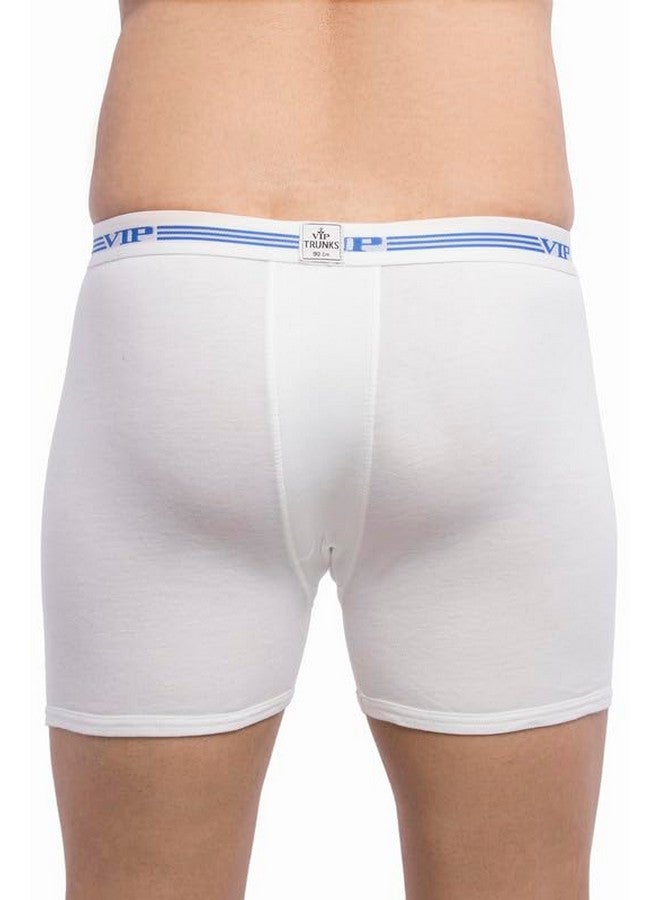 VIP Men's Advanta Solid White 100% Cotton Rib Trunks | Stretchable Soft Elasticized Waistband | Pack of 3 - Image 4