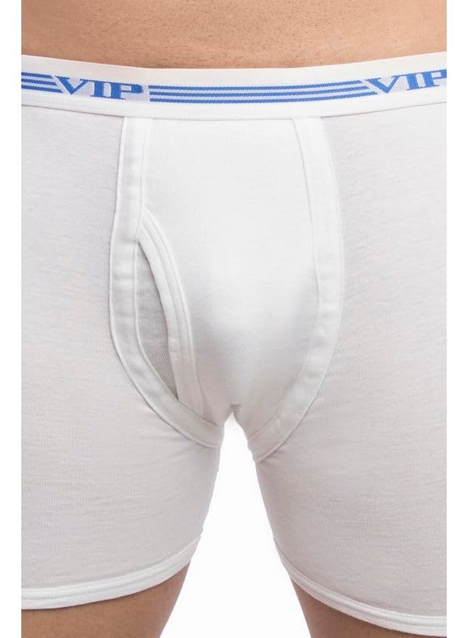 VIP Men's Advanta Solid White 100% Cotton Rib Trunks | Stretchable Soft Elasticized Waistband | Pack of 3 - Image 5